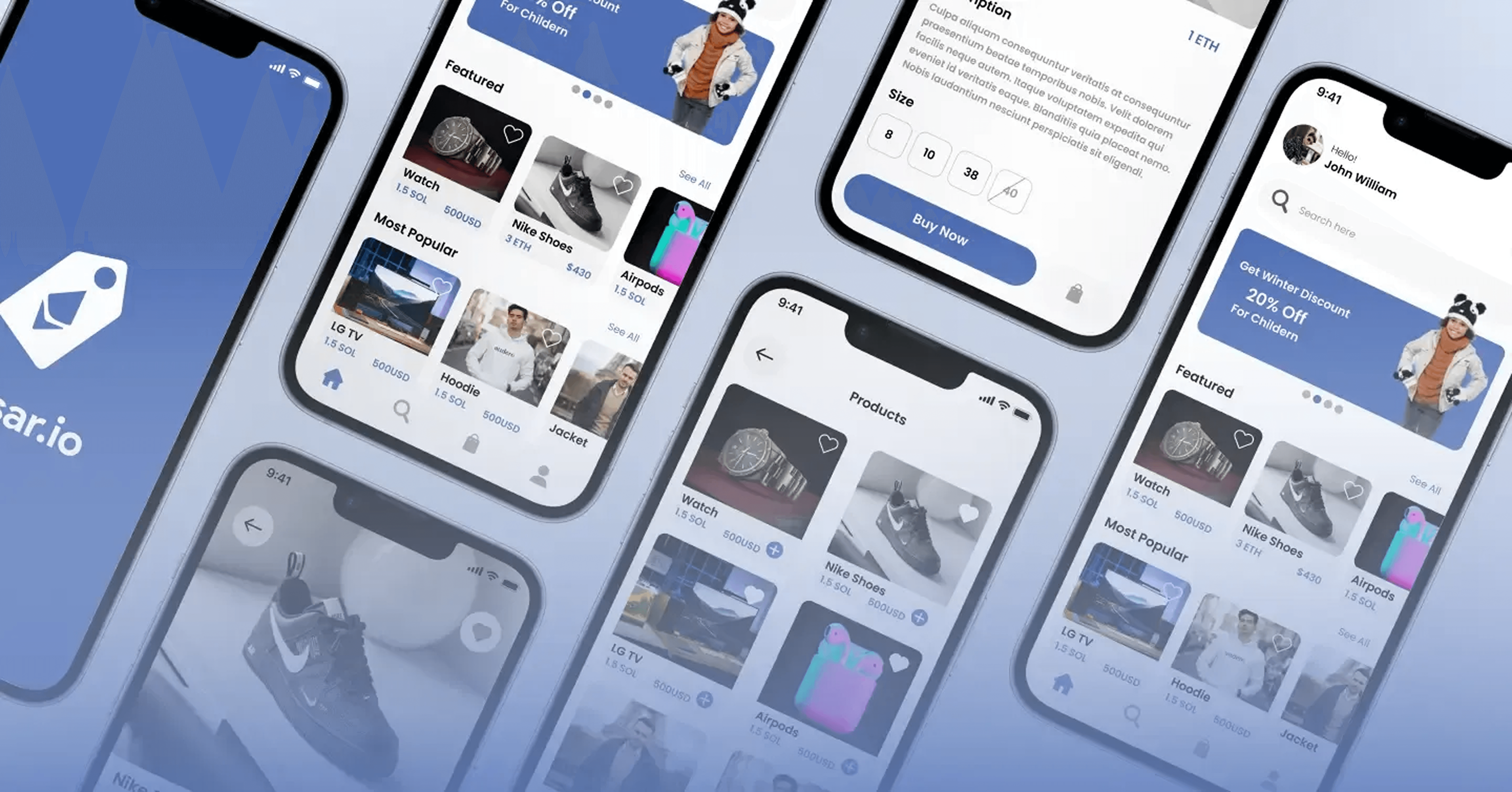Basar.io app screens